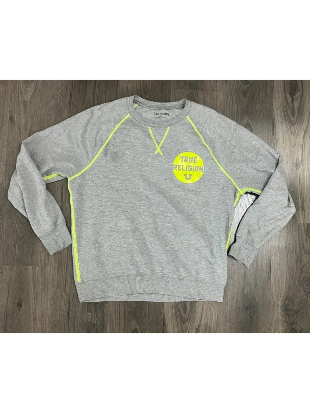 True Religion Crewneck Sweater Sweatshirt Gray means 2XL - Stain / Mark